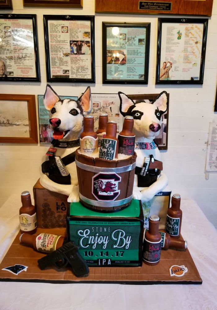Double Dog Sculpted Grooms Cake