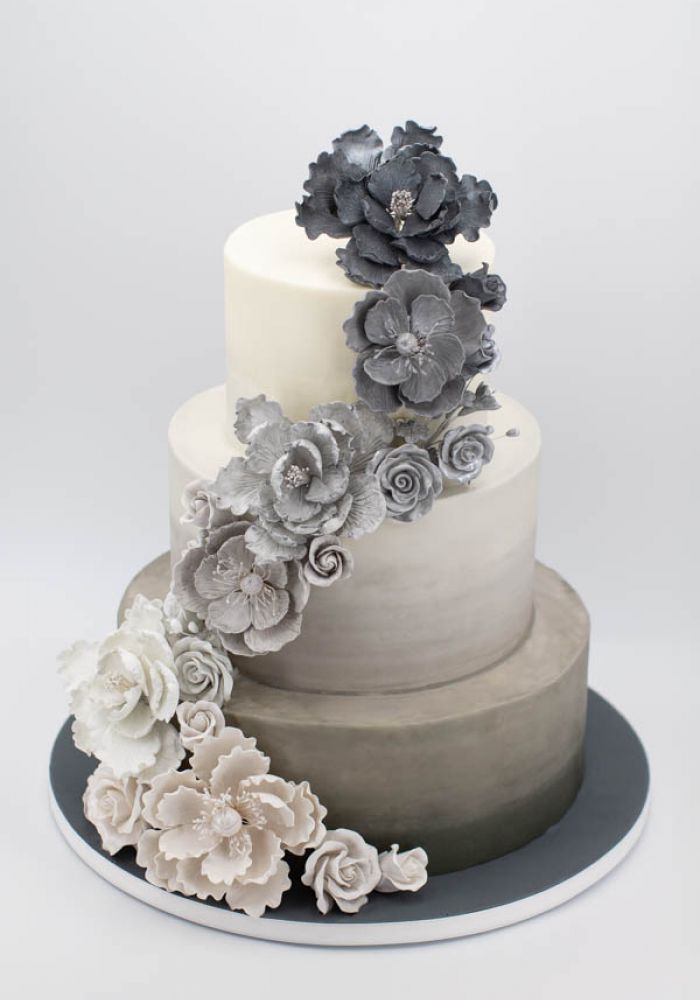 Black and White Gradient Buttercream Wedding Cake