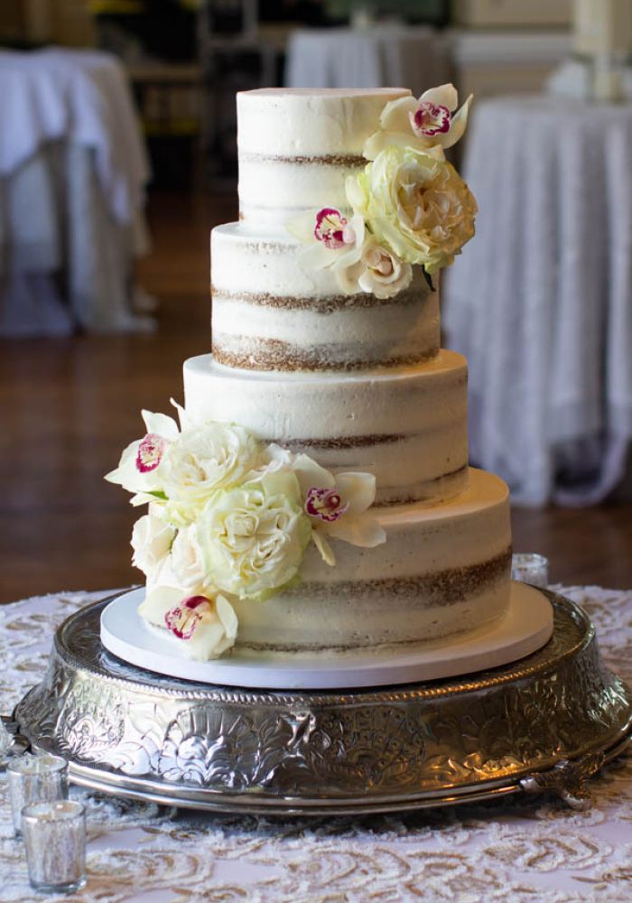 Naked Buttercream Wedding Cake with Fresh Flowers