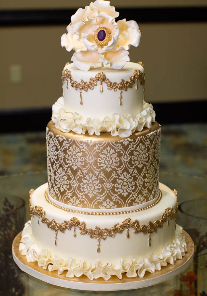 Gold Lace Wedding Cake
