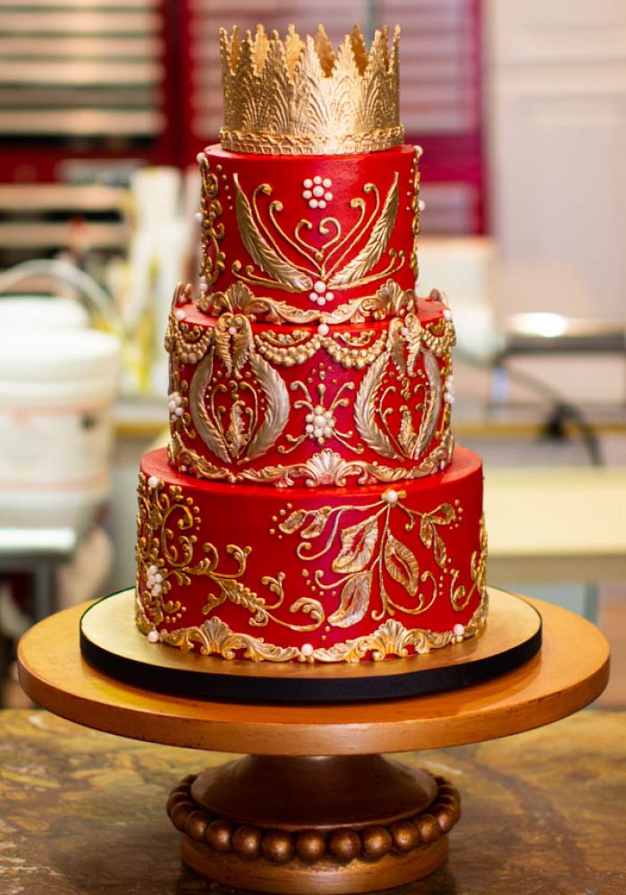 Red & Gold Wedding Cake