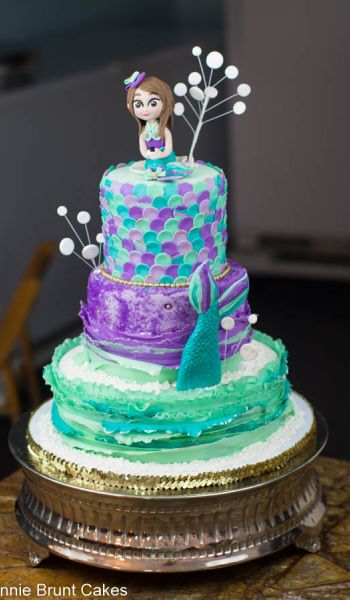 Purple and Teal Mermaid Birthday Cake