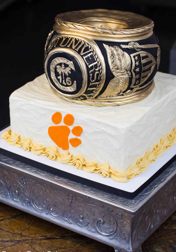 Sculpted Clemson Class Ring Grooms Cake with Base