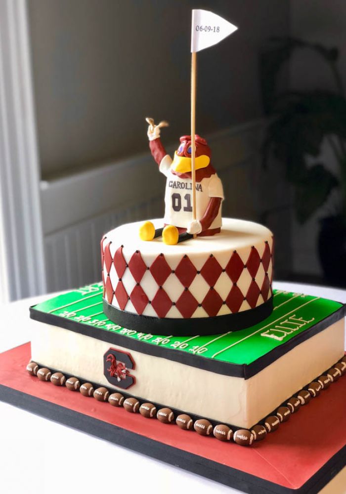 University of South Carolina Football Grooms Cake with Sculpted Cocky Mascot